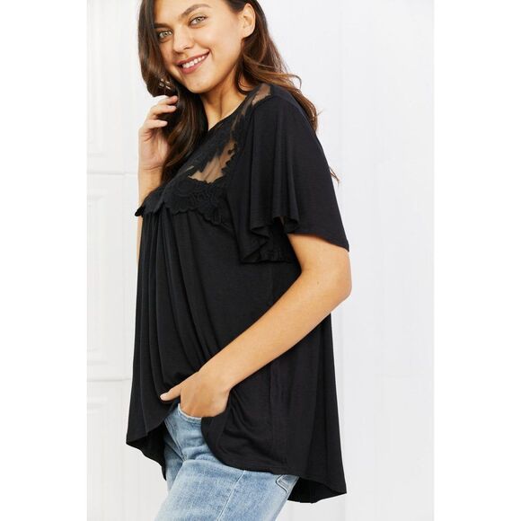 Culture Code Ready To Go Full Size Lace Embroidered Top In Black - Picture 5 of 6